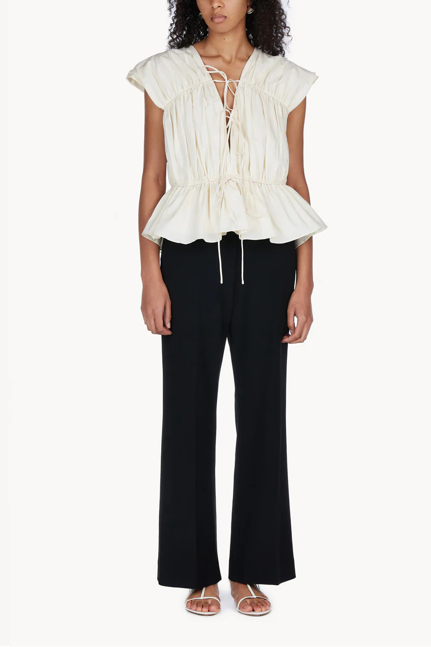 Thea Organic Cotton Gathered Sleeveless Top Cream - Image 7