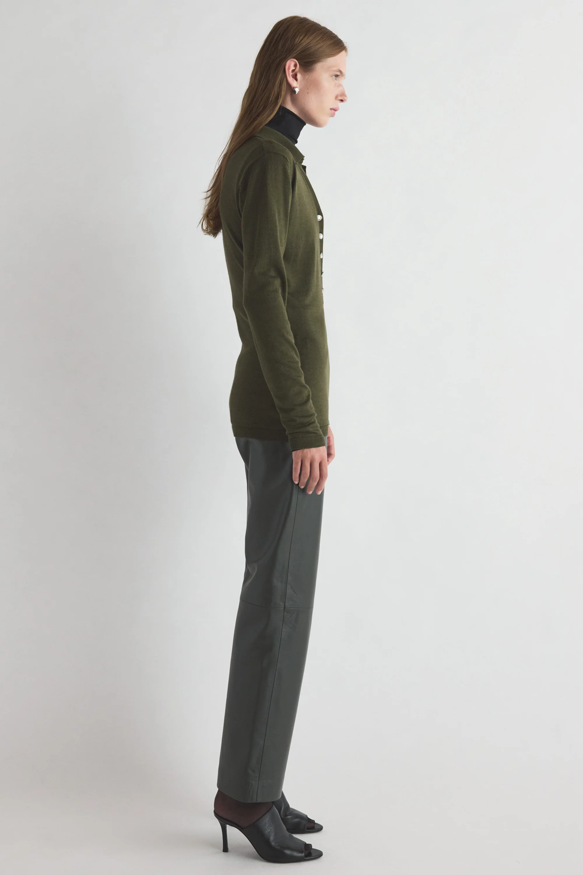 Yeal Leather Trouser Khaki - Image 3